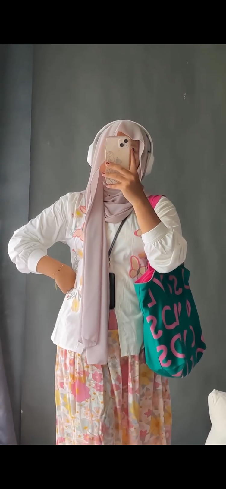 Shirt skirt white and pink print